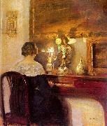 Carl Hessmert A Lady Playing the Spinet oil on canvas